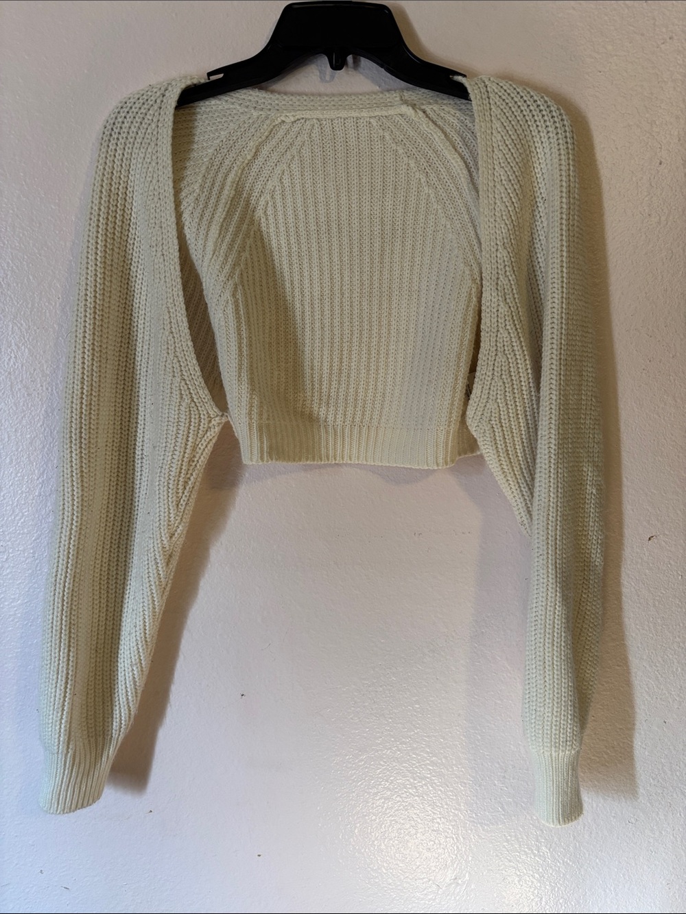 SHEIN Cream Ribbed Knit Cropped Bolero Shrug Cardigan Sweater XS